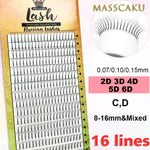 MASSCAKU 16lines Premade Russian Volume Fans 2d/3d/4d/5d/6d Eyelashes Long Stem Lash Pre made Eyelash Extensions Supplies