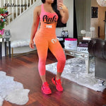 Sexy 2 Pieces Sets Women Sporting Tracksuit Tank Tops+ Pants Plus Size Xxxl Summer Pink Letter Print Sets Cotton Blend T Shirt