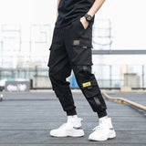 Men's Side Pockets Cargo Harem Pants 2020 Ribbons Black Hip Hop Casual Male Joggers Trousers Fashion Casual Streetwear Pants