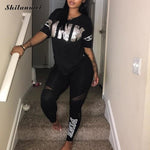 Women Casual 2 Piece Set S-Xxxl Pink Letter Print Sexy Sweatsuit Plus Size Tops+Skinny Pants Sweat Suits Two Piece Tracksuit