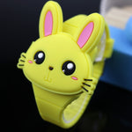 Lovely Rabbit Cartoon Children Watches Flip Cover Rubber Electronic Kids Watch for Boy Student Girls Clock Reloj Infantil Saati