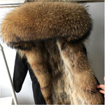 2020 new Big real raccoon fur collar Real natural Fur Coat winter jacket Long Women raccoon fur liner hooded parkas