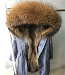 2020 new Big real raccoon fur collar Real natural Fur Coat winter jacket Long Women raccoon fur liner hooded parkas