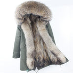 2020 new Big real raccoon fur collar Real natural Fur Coat winter jacket Long Women raccoon fur liner hooded parkas