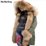 2020 new Big real raccoon fur collar Real natural Fur Coat winter jacket Long Women raccoon fur liner hooded parkas