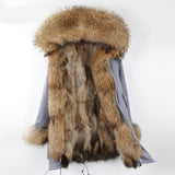 2020 new Big real raccoon fur collar Real natural Fur Coat winter jacket Long Women raccoon fur liner hooded parkas