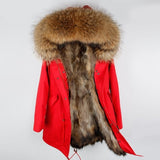 2020 new Big real raccoon fur collar Real natural Fur Coat winter jacket Long Women raccoon fur liner hooded parkas