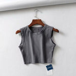 2020 Summer vintage white crop tops women biker black punk sexy tank top korean streetwear cropped sleeveless top feminino