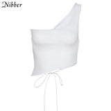 Nibber sexy hollow backless white black tank top women summer Korean club party wear camisole femme crop tops Slim Soft vest tee