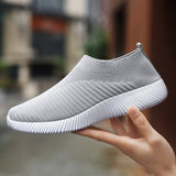 Women Vulcanized Shoes High Quality Women Sneakers Slip On Flats Shoes Women Loafers Plus Size 42 Walking Flat