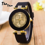 2020 Hot sale Fashion Black Geneva Casual CHHC Quartz Women watches Crystal Silicone Watches Relogio Feminino men's Wrist Watch