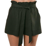 Summer Hot Sale Elegant Girls Ruffles Bottoms Shorts Sexy Female Fashion Casual High Waist Black White Khaki Crepe Shorts