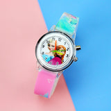 Colorful Flash Light Princess Elsa Watch for Girls Rubber Strap Cute Cartoon Children Kids Watches with Bracelet reloj infantil