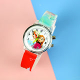 Colorful Flash Light Princess Elsa Watch for Girls Rubber Strap Cute Cartoon Children Kids Watches with Bracelet reloj infantil