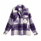 Vintage Stylish Pockets Oversized Plaid Jacket Coat Women 2020 Fashion Lapel Collar Long Sleeve Loose Outerwear Chic Tops