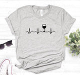 Wine Heartbeat Print T Shirt Women Short Sleeve O Neck Loose Tshirt 2020 Summer Women Tee Shirt Tops Camisetas Mujer