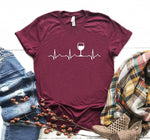 Wine Heartbeat Print T Shirt Women Short Sleeve O Neck Loose Tshirt 2020 Summer Women Tee Shirt Tops Camisetas Mujer