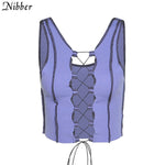 Nibber sexy hollow out camisole women Ribbed knitting crop tops summer fashion club party wear tank tops bandage vest female tee