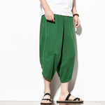 Summer Cotton Harem Pants Men Casual Hip Hop Trousers Drawstring Cross Bloomers Calf-Length Pants Joggers Streetwear