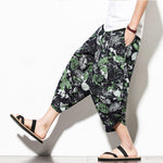 Summer Cotton Harem Pants Men Casual Hip Hop Trousers Drawstring Cross Bloomers Calf-Length Pants Joggers Streetwear