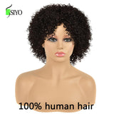 Siyo 100% Human Hair Wigs for Black Women 1b/27 Ombre Short Curly Brazilian Remy Human hair Full Wig with Hair Bangs Afro Curl