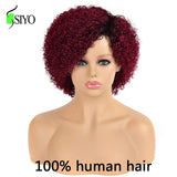 Siyo 100% Human Hair Wigs for Black Women 1b/27 Ombre Short Curly Brazilian Remy Human hair Full Wig with Hair Bangs Afro Curl