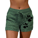 New Summer Drawstring Paw Print Shorts Female Elastic High Waist Loose Shorts Women Fashion Soft Beach Casual Sport Short