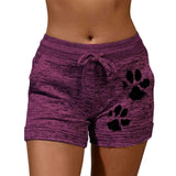 New Summer Drawstring Paw Print Shorts Female Elastic High Waist Loose Shorts Women Fashion Soft Beach Casual Sport Short