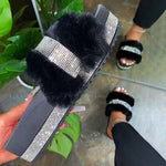 2020 Women Summer Outdoor Fur Slippers Bling Pink White Flat Sandals Plush Fashion Casual Shoes Home Slippres Comfortable Shoes