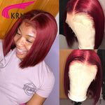 Short Bob Burgundy Wig 7x7 Lace front Human Hair Wig Remy Brazilian hair Straight 150% Short bob wig 99J 5*5 Lace Wig