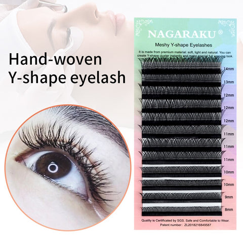 NAGARAKU YY shape hand woven premium mink soft light natural eyelashes extension makeup mesh net cross false eyelash individual