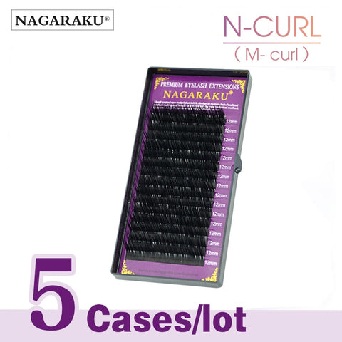 NAGARAKU 5 Cases Lot M Curl N Curl Eyelash Extension Individual Eyelashes Makeup High Quality Super Soft Natural Eyelashes