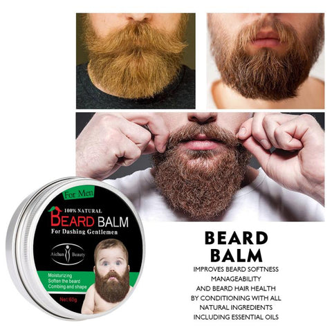 60g Men Plant Dense Tough Beard Care Cream Mustache Shaping Moisturizing Wax Balm After Shave Cream Beard Growth Paste TSLM1