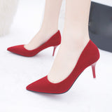 Plus Size OL Office Lady Shoes Faux Suede High Heels Woman Shoes Pointed Toe Dress Shoes Basic Pumps Women Boat zapatos mujer