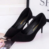 Plus Size OL Office Lady Shoes Faux Suede High Heels Woman Shoes Pointed Toe Dress Shoes Basic Pumps Women Boat zapatos mujer