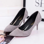 Plus Size OL Office Lady Shoes Faux Suede High Heels Woman Shoes Pointed Toe Dress Shoes Basic Pumps Women Boat zapatos mujer