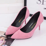 Plus Size OL Office Lady Shoes Faux Suede High Heels Woman Shoes Pointed Toe Dress Shoes Basic Pumps Women Boat zapatos mujer