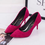 Plus Size OL Office Lady Shoes Faux Suede High Heels Woman Shoes Pointed Toe Dress Shoes Basic Pumps Women Boat zapatos mujer