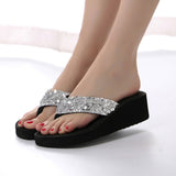 Summer Women Flip Flops Casual Sequins Anti-Slip slippers Beach Flip Flat Sandals Beach Open Toe Shoes For Ladies Shoes 3